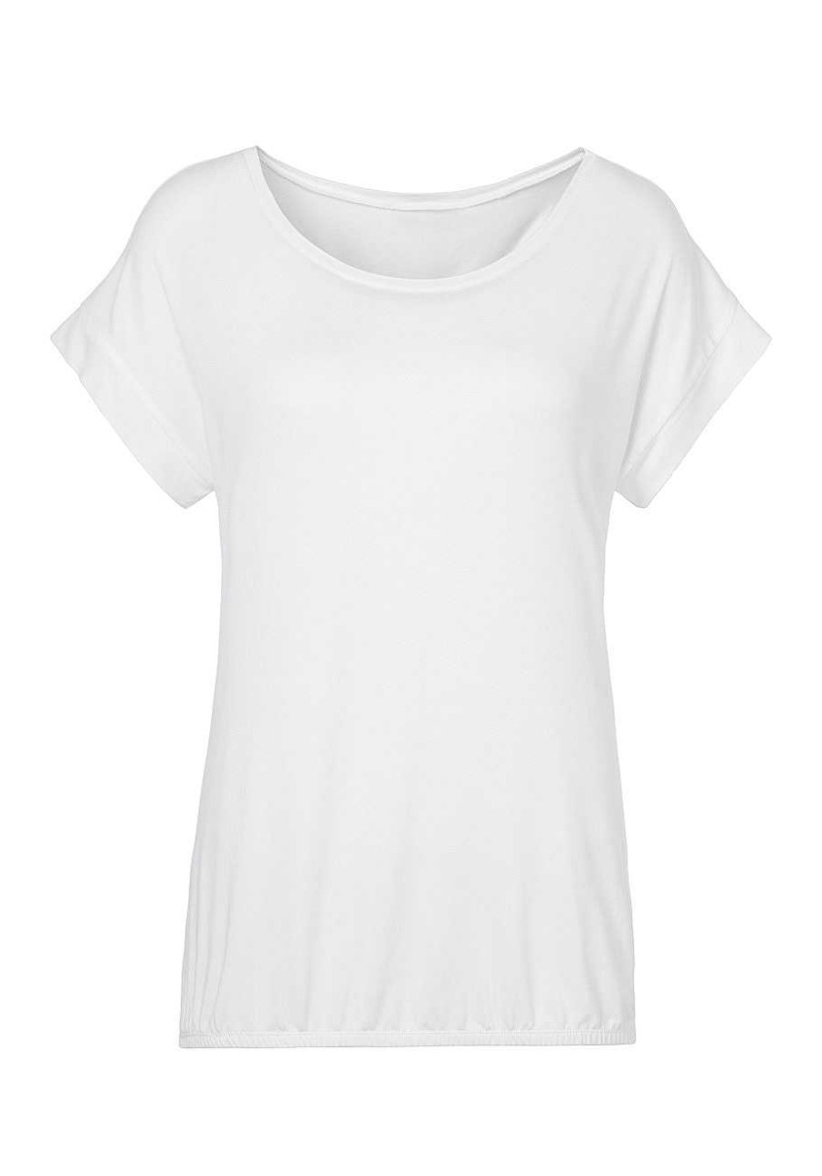 Clothing Lascana Short Sleeve Tops | Round Neckline Short Sleeve Top White